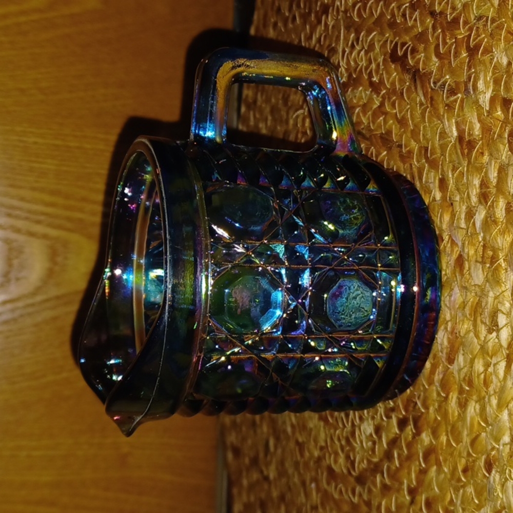 Blue Carnial Rainbow Glass Creamer Cup